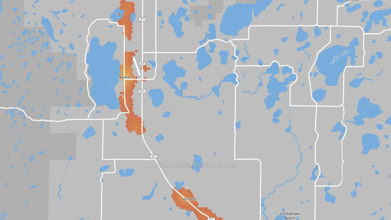 Bike Grade map of Backus, MN