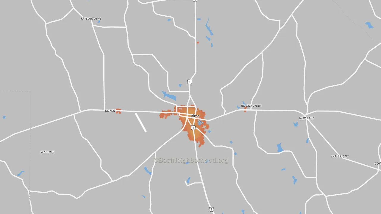 Bike Grade map of Bacon County, GA