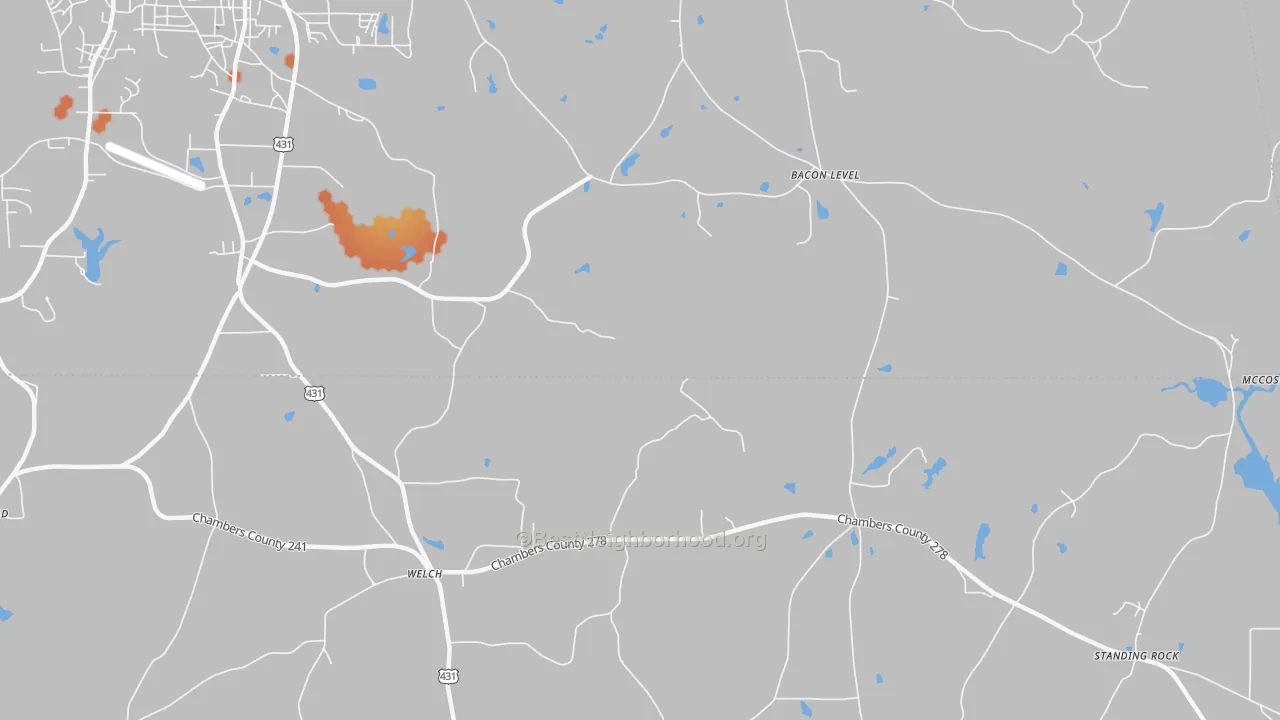 Bike Grade map of Bacon Level, AL