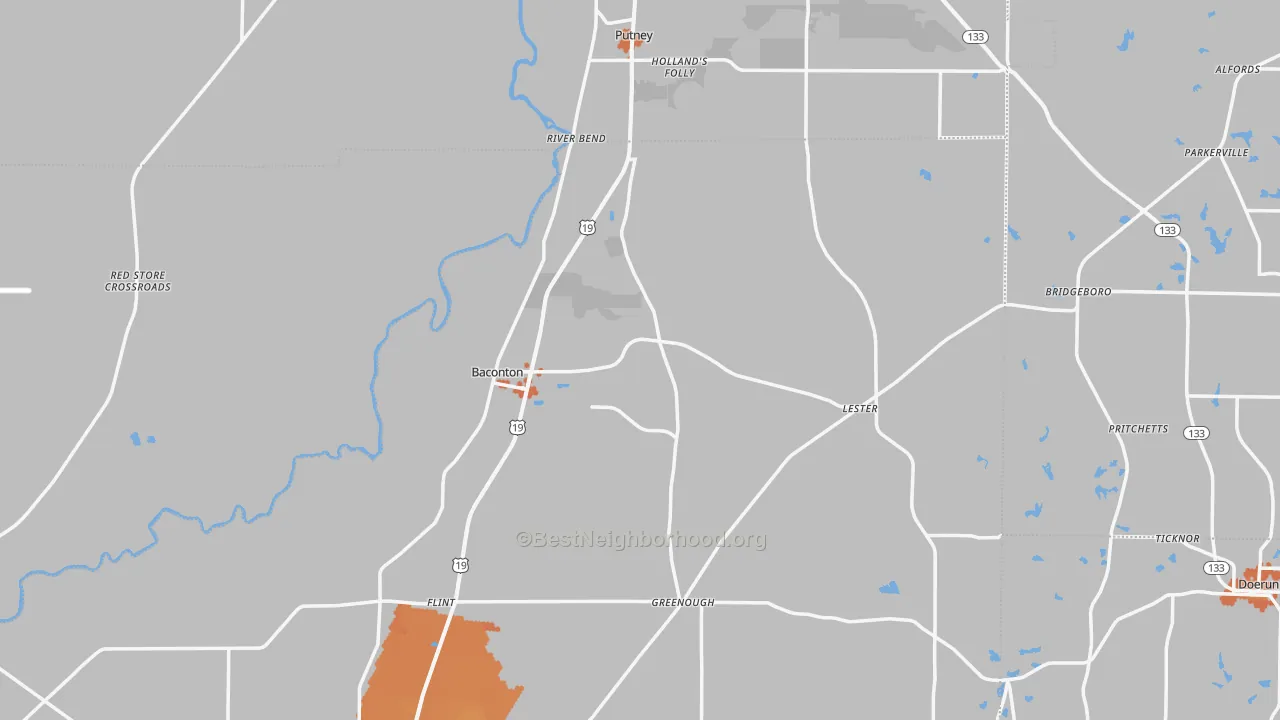 Bike Grade map of Baconton, GA