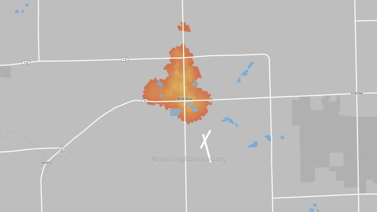 Bike Grade map of Bad Axe, MI