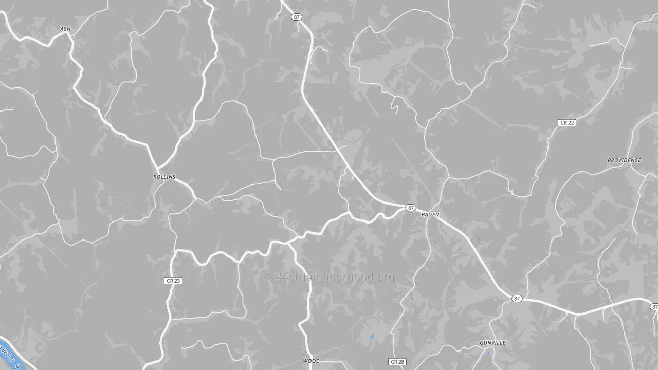 Bike Grade map of Baden, WV
