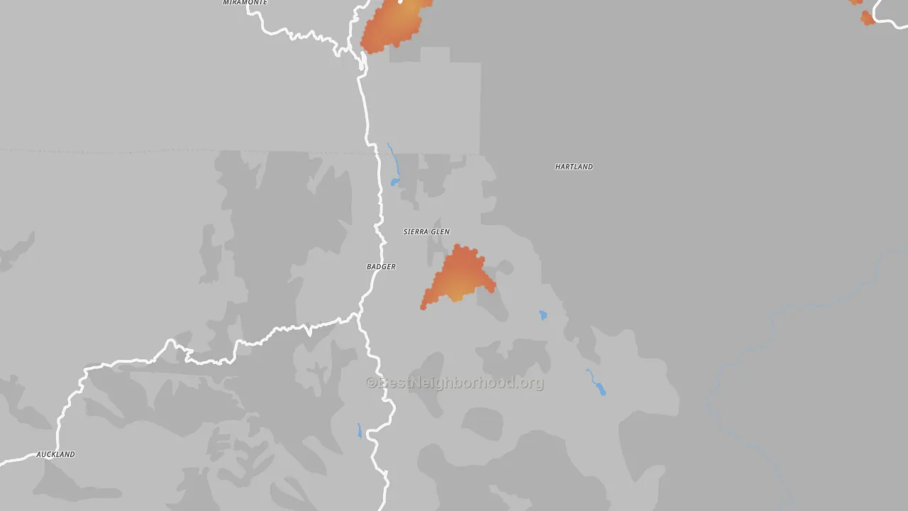 Bike Grade map of Badger, CA