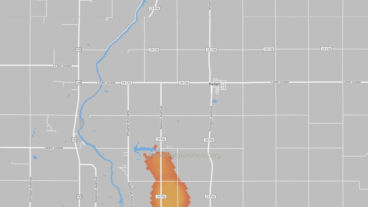Bike Grade map of Badger, IA