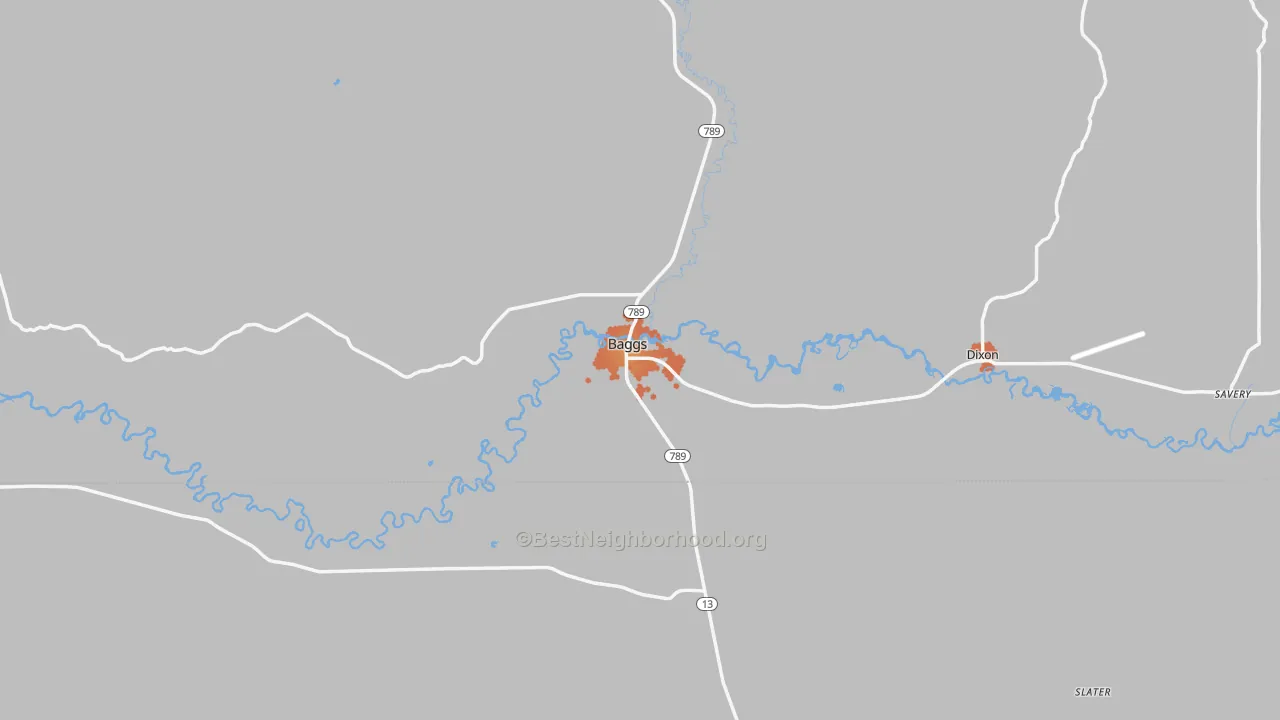 Bike Grade map of Baggs, WY