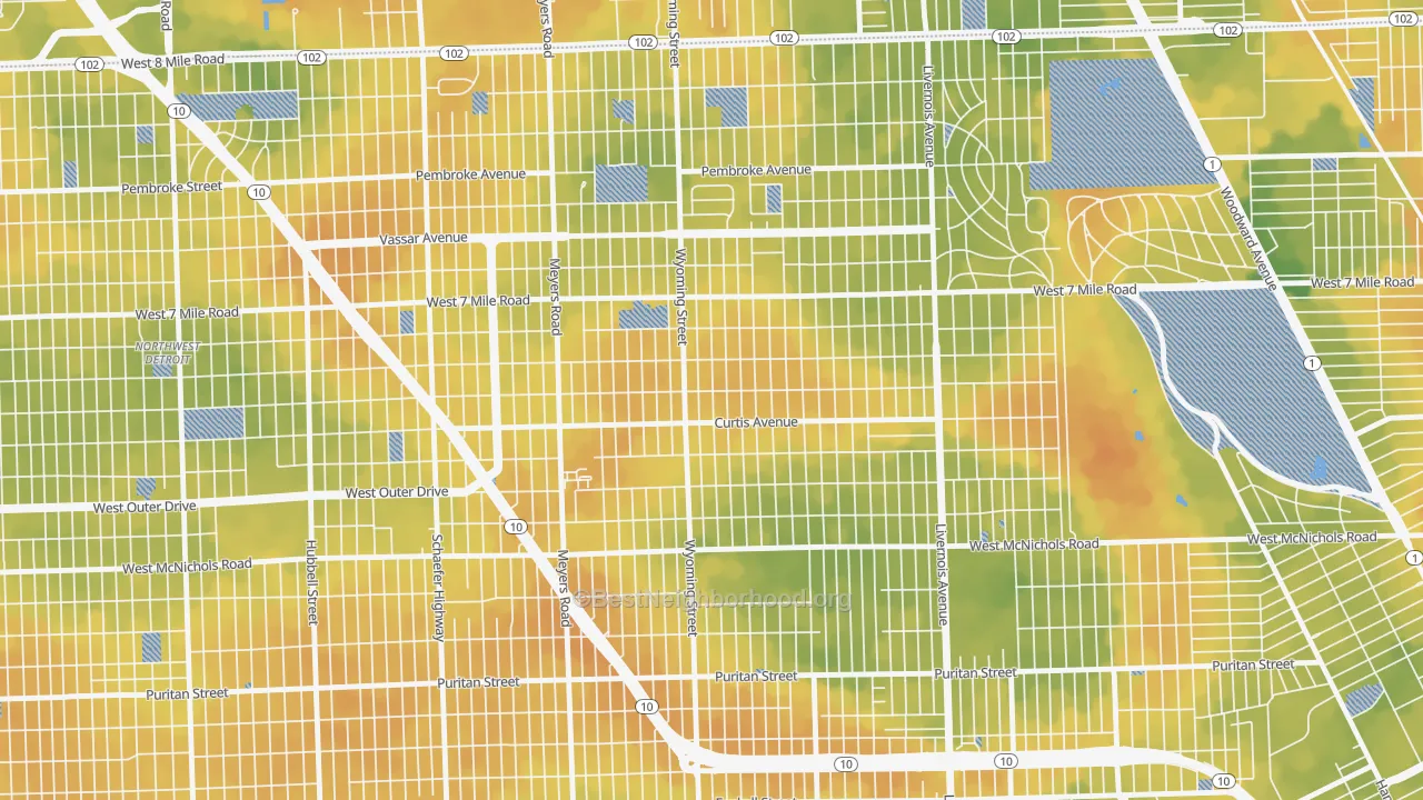 Bike Grade map of Bagley, Detroit, MI