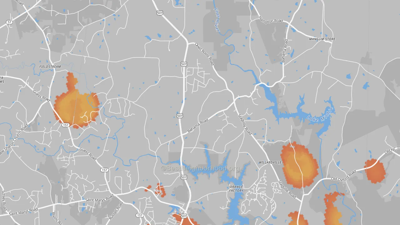 Bike Grade map of Bahama, NC