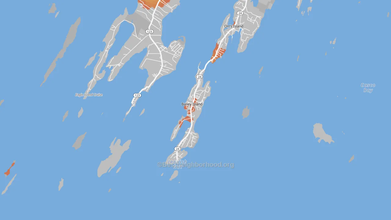 Bike Grade map of Bailey Island, ME