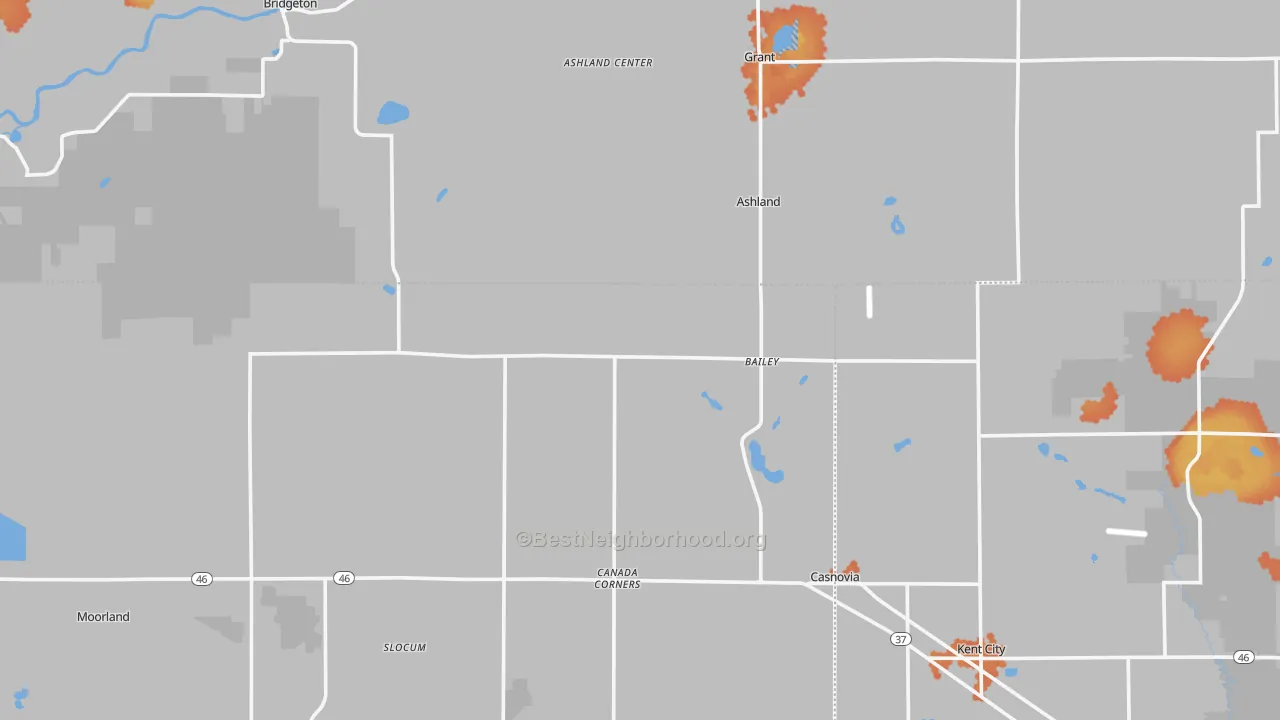 Bike Grade map of Bailey, MI