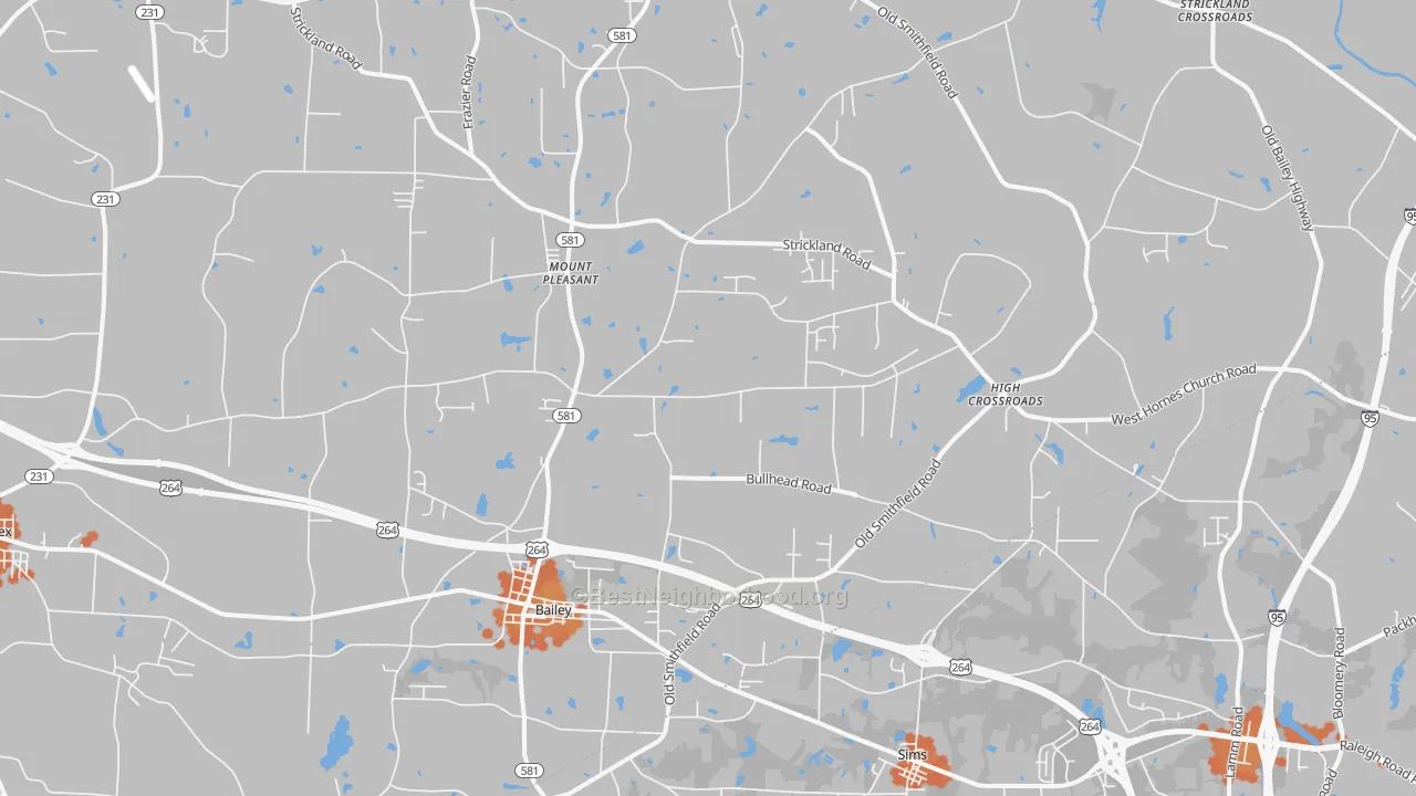 Bike Grade map of Bailey, NC