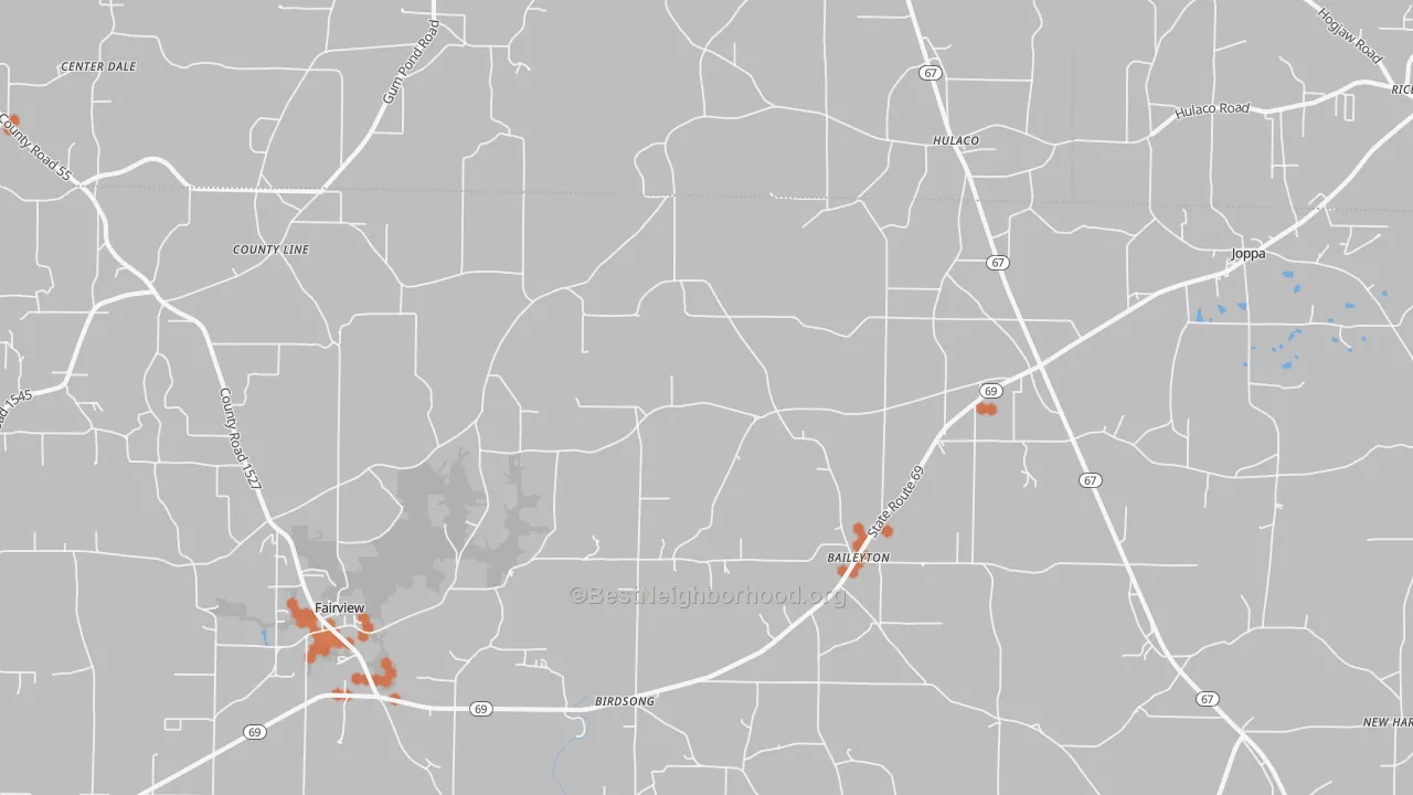 Bike Grade map of Baileyton, AL