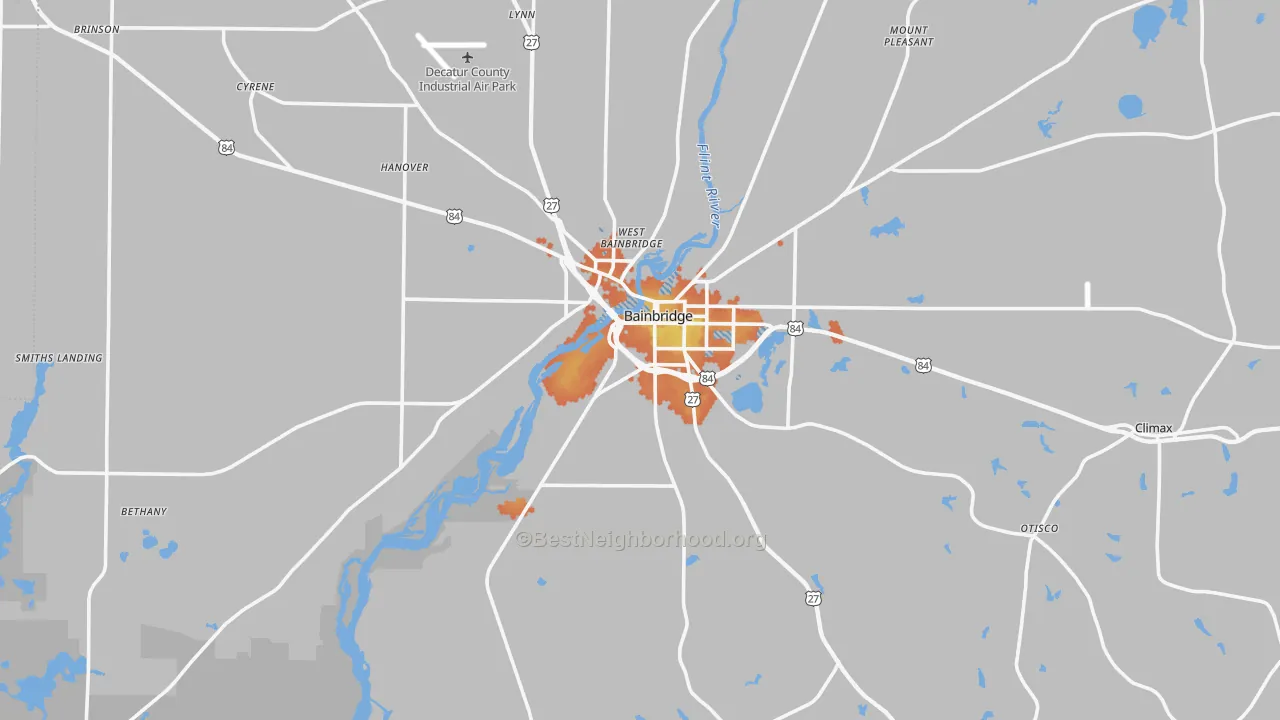 Bike Grade map of Bainbridge, GA