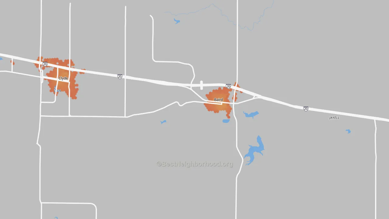 Bike Grade map of Baird, TX