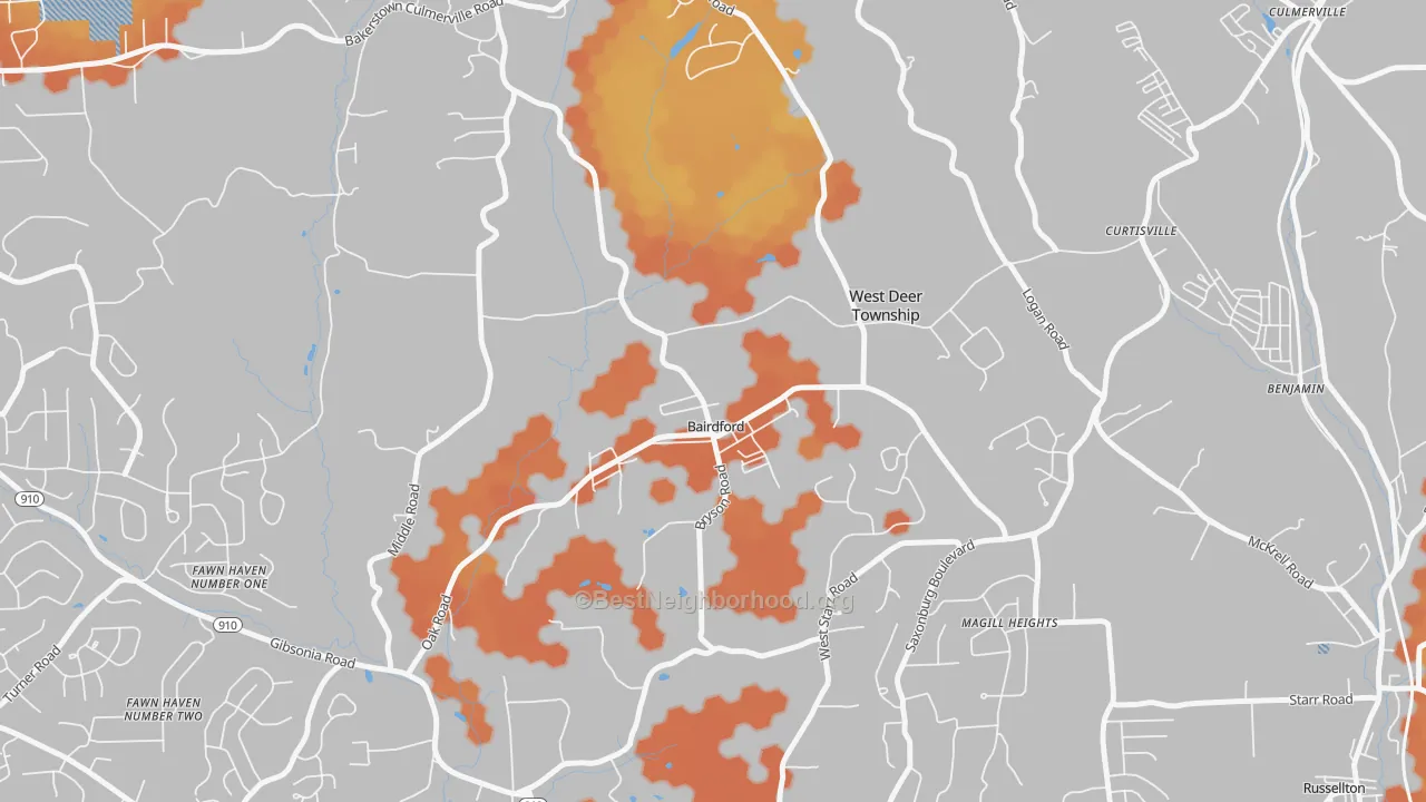 Bike Grade map of Bairdford, PA