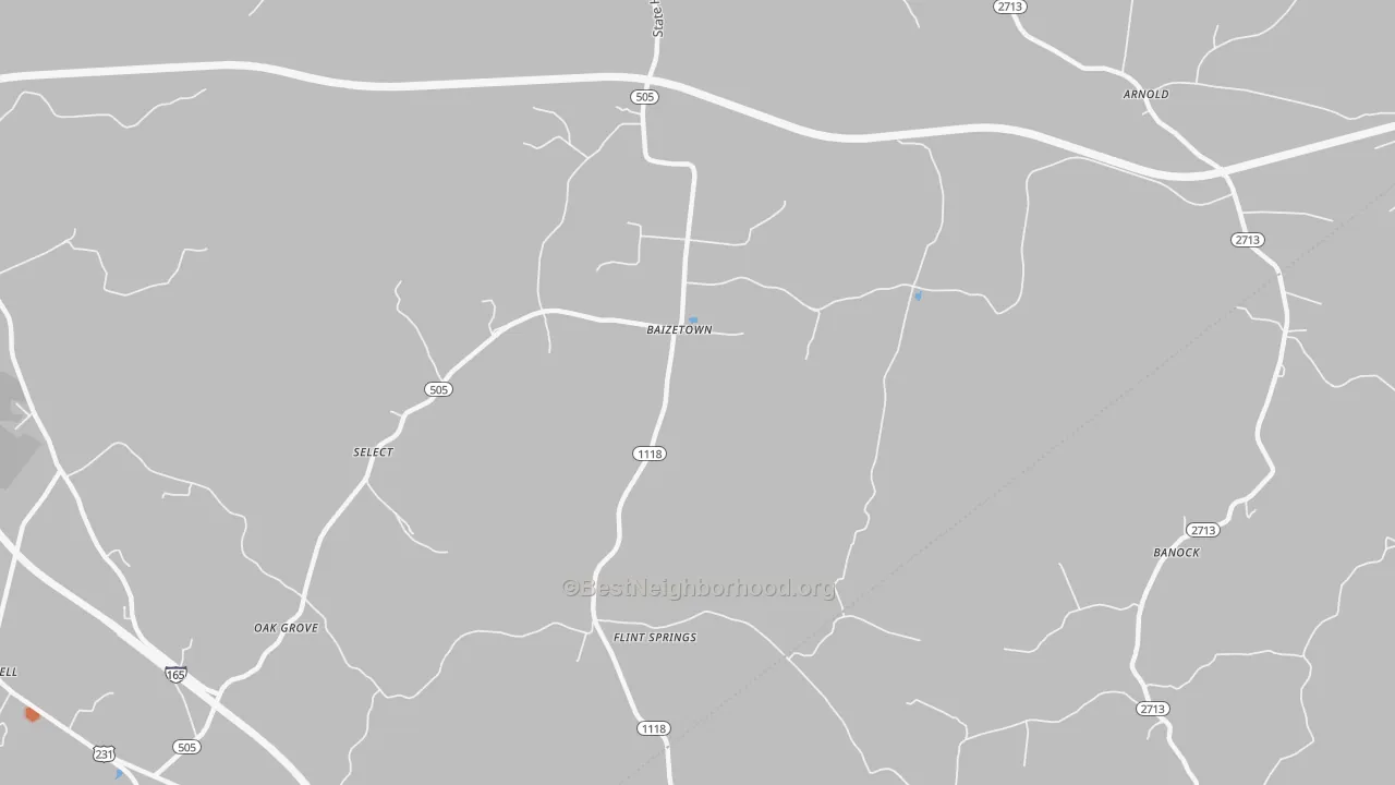 Bike Grade map of Baizetown, KY