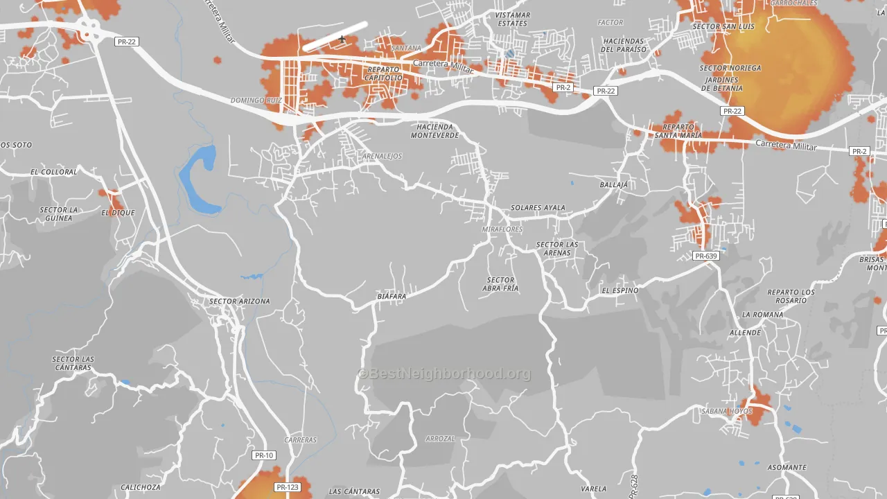 Bike Grade map of Bajadero, PR