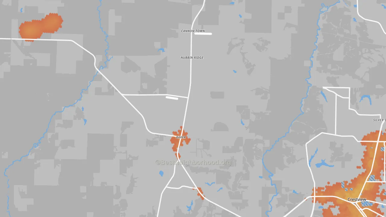 Bike Grade map of Baker, FL