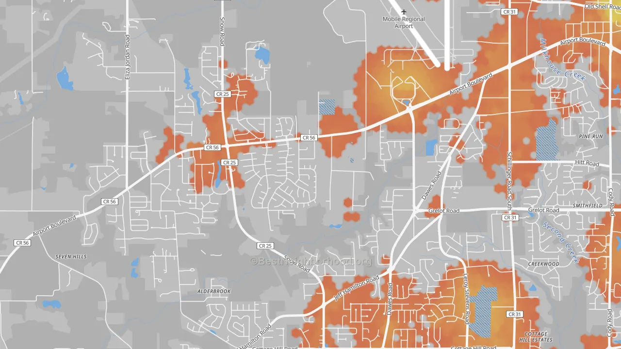 Bike Grade map of Baker, Mobile, AL
