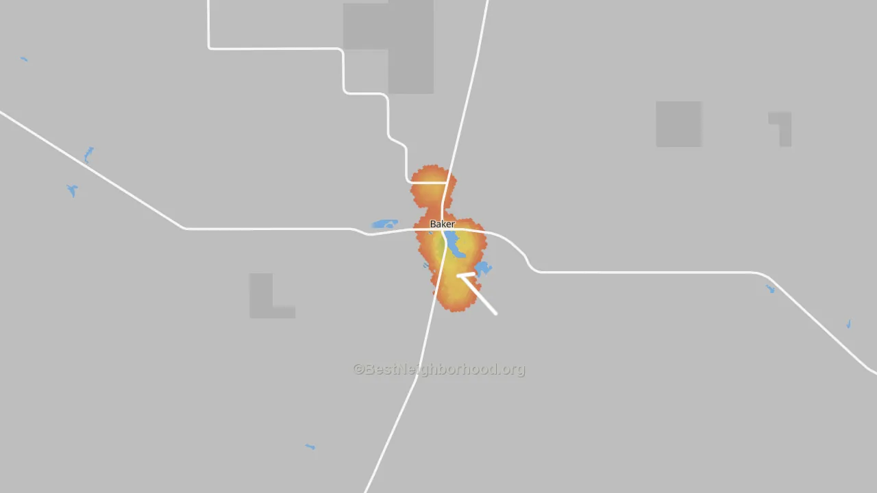 Bike Grade map of Baker, MT