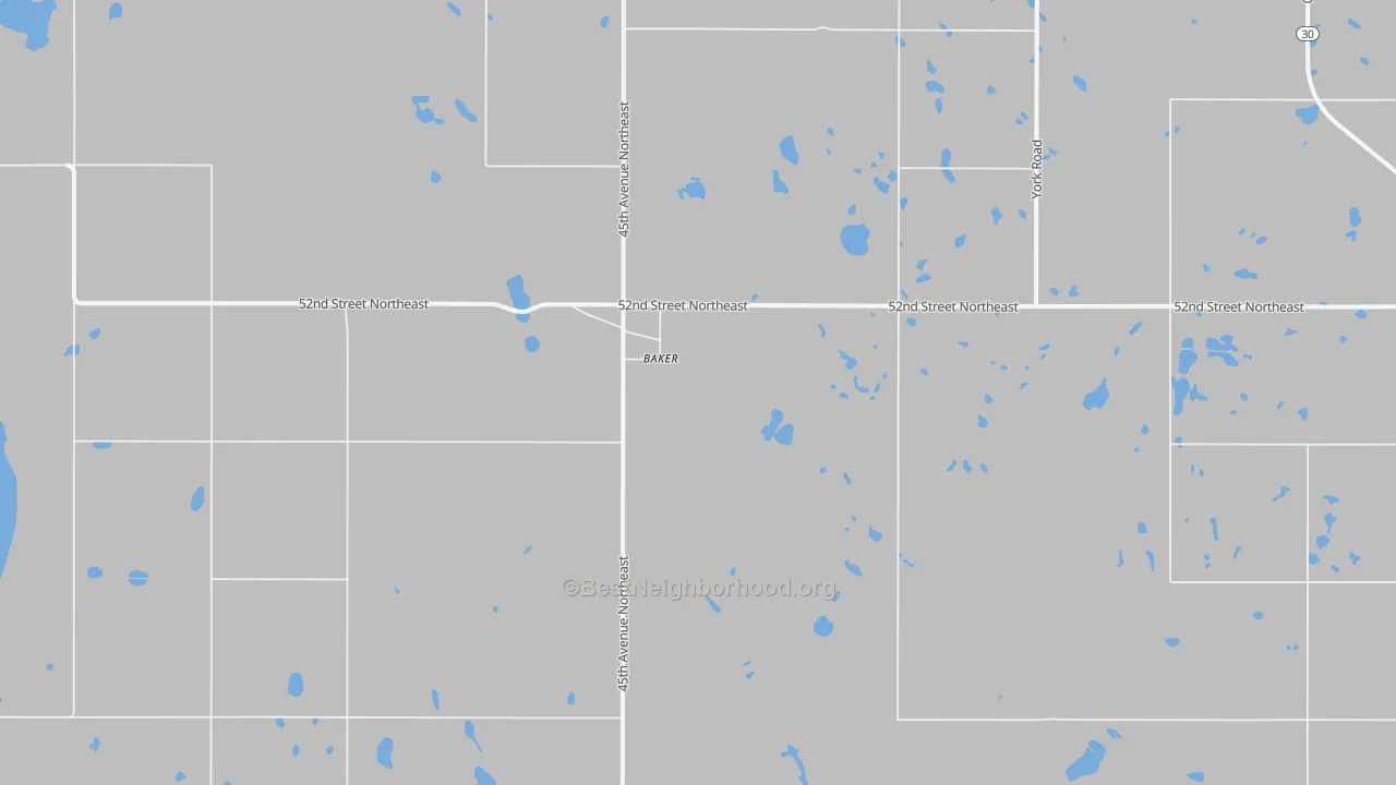 Bike Grade map of Baker, ND