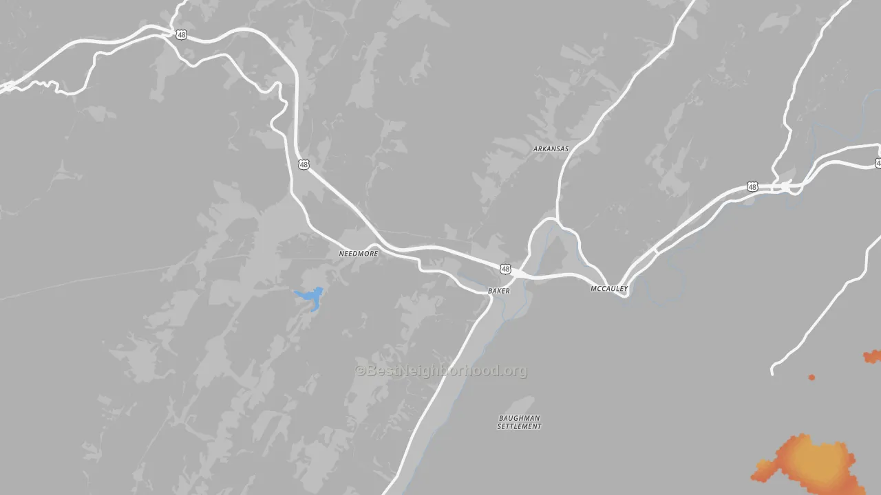 Bike Grade map of Baker, WV