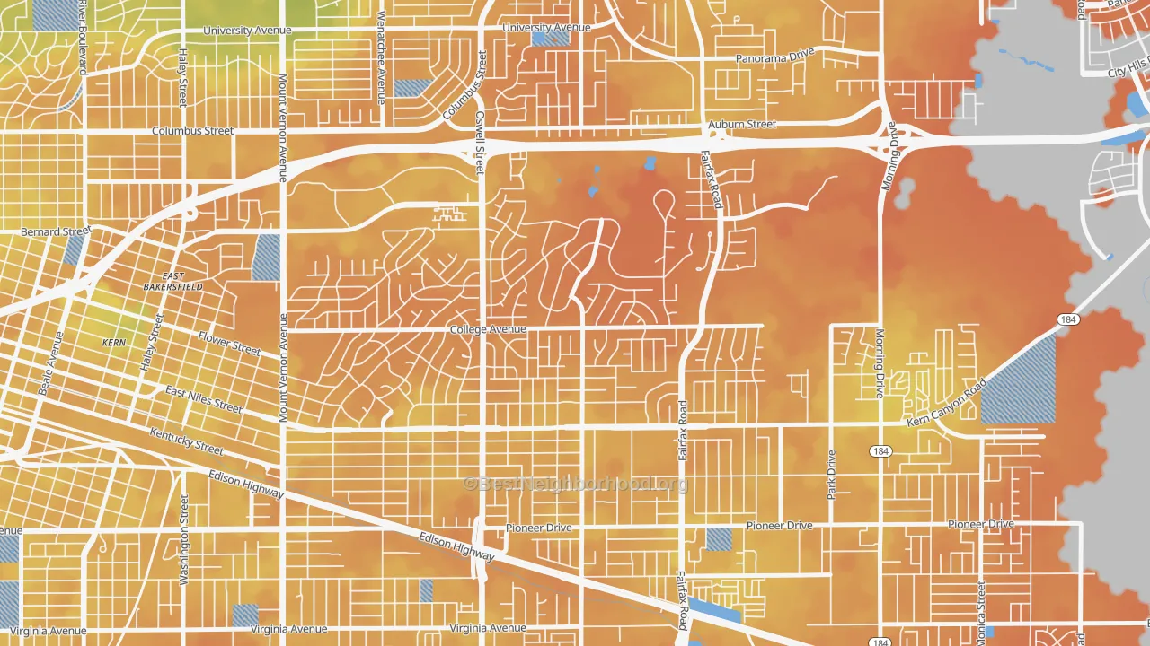 Bike Grade map of Bakersfield Country Club, Bakersfield, CA