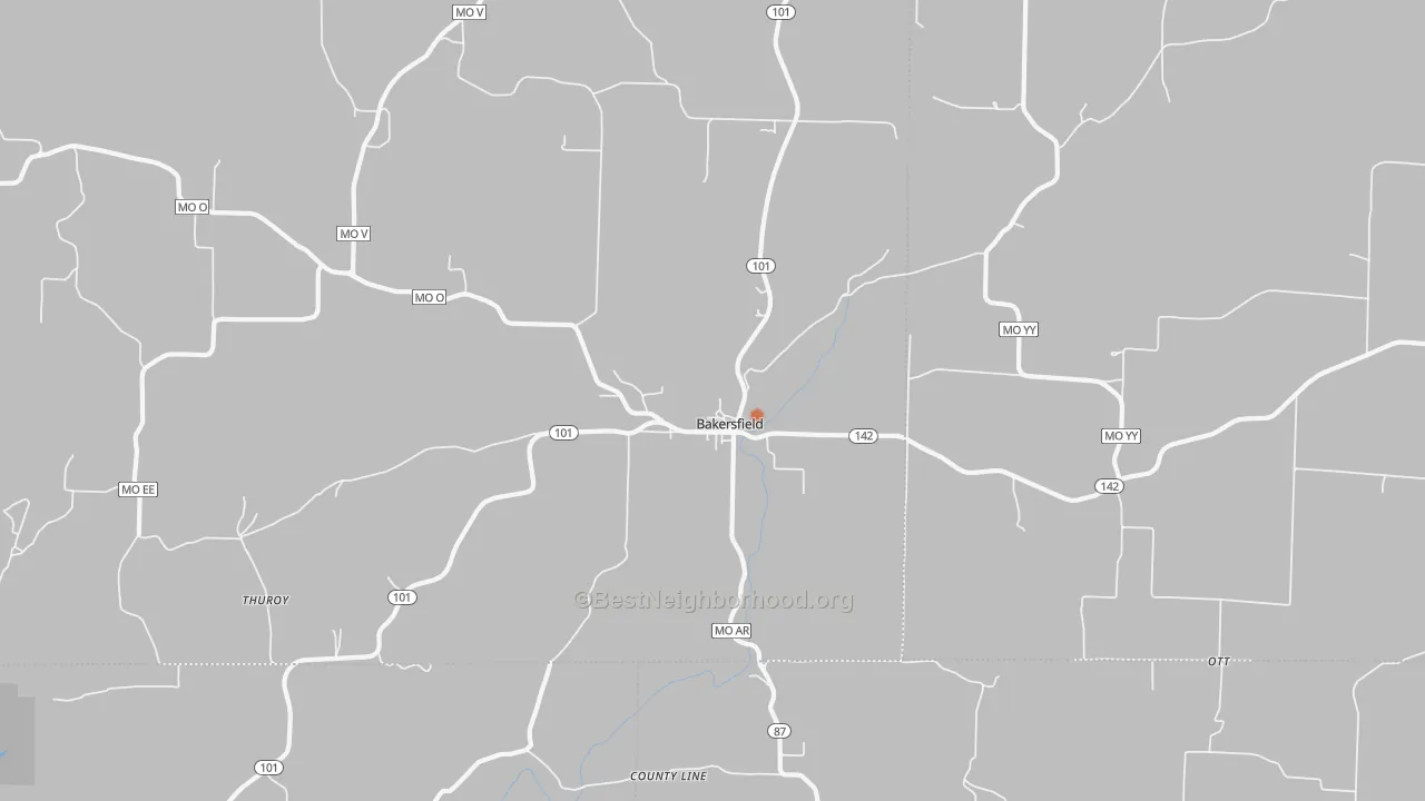 Bike Grade map of Bakersfield, MO