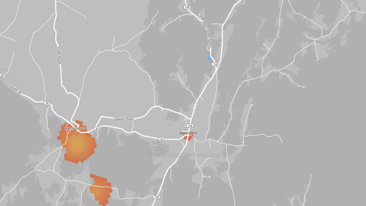 Bike Grade map of Bakersfield, VT