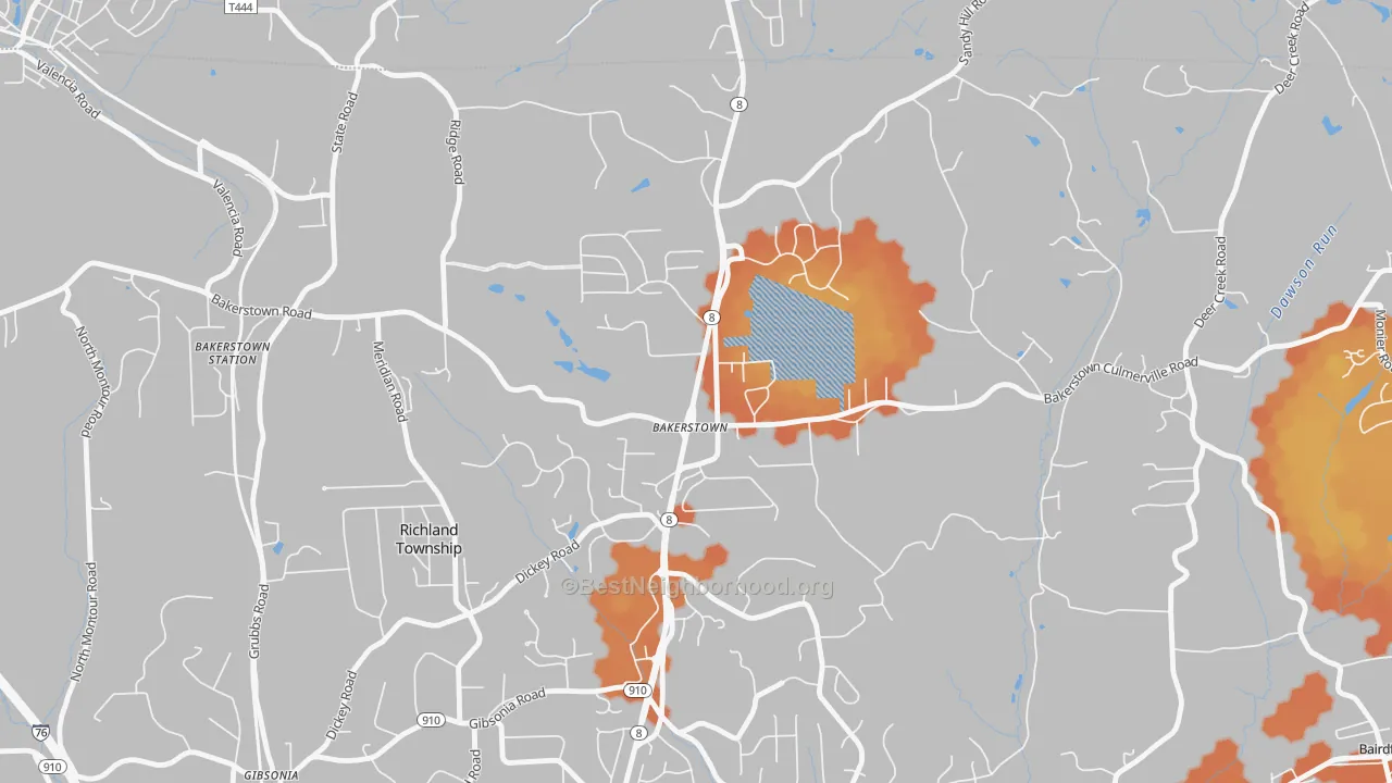 Bike Grade map of Bakerstown, PA