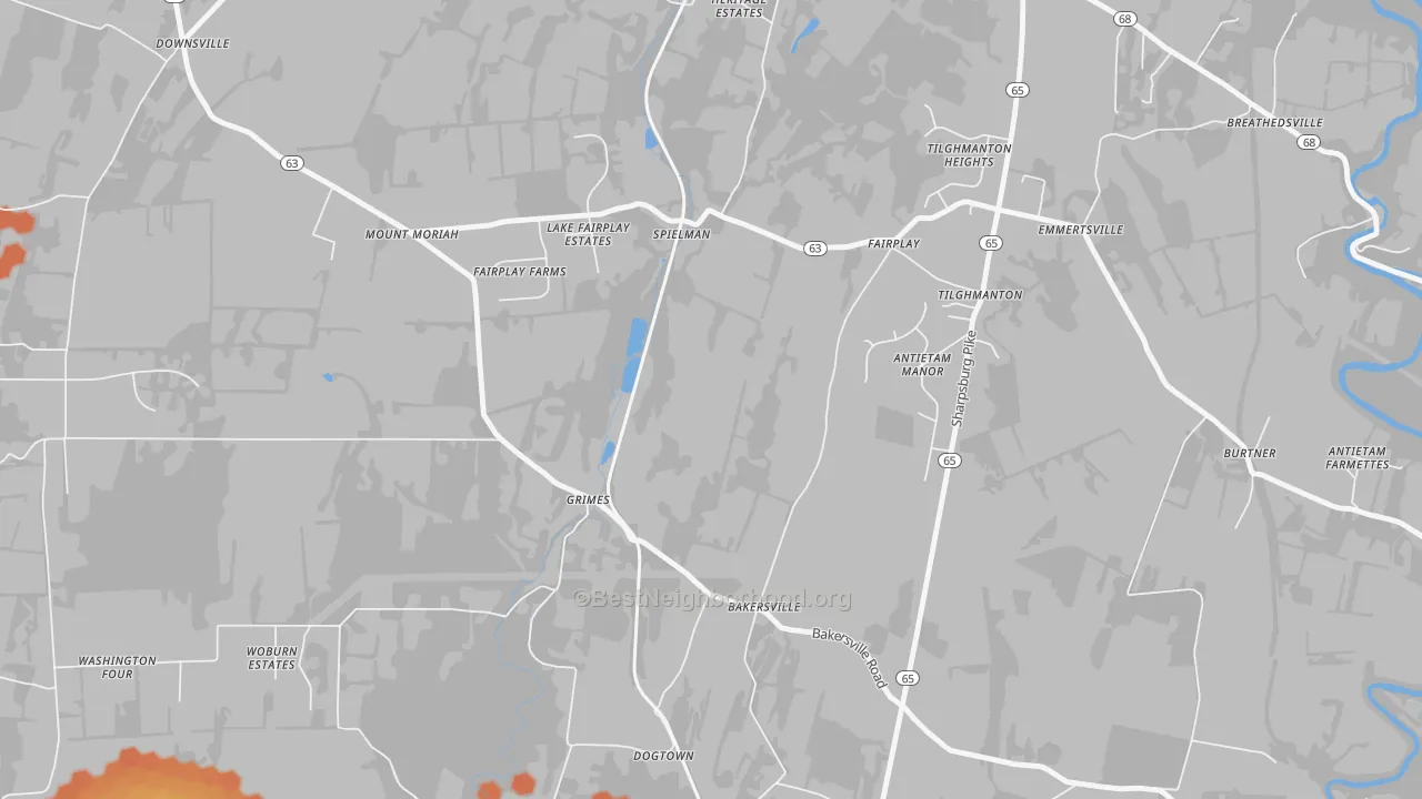 Bike Grade map of Bakersville, MD