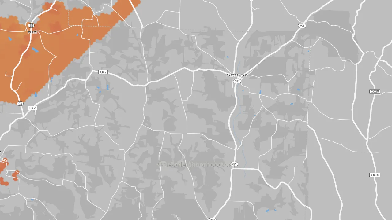 Bike Grade map of Bakersville, OH