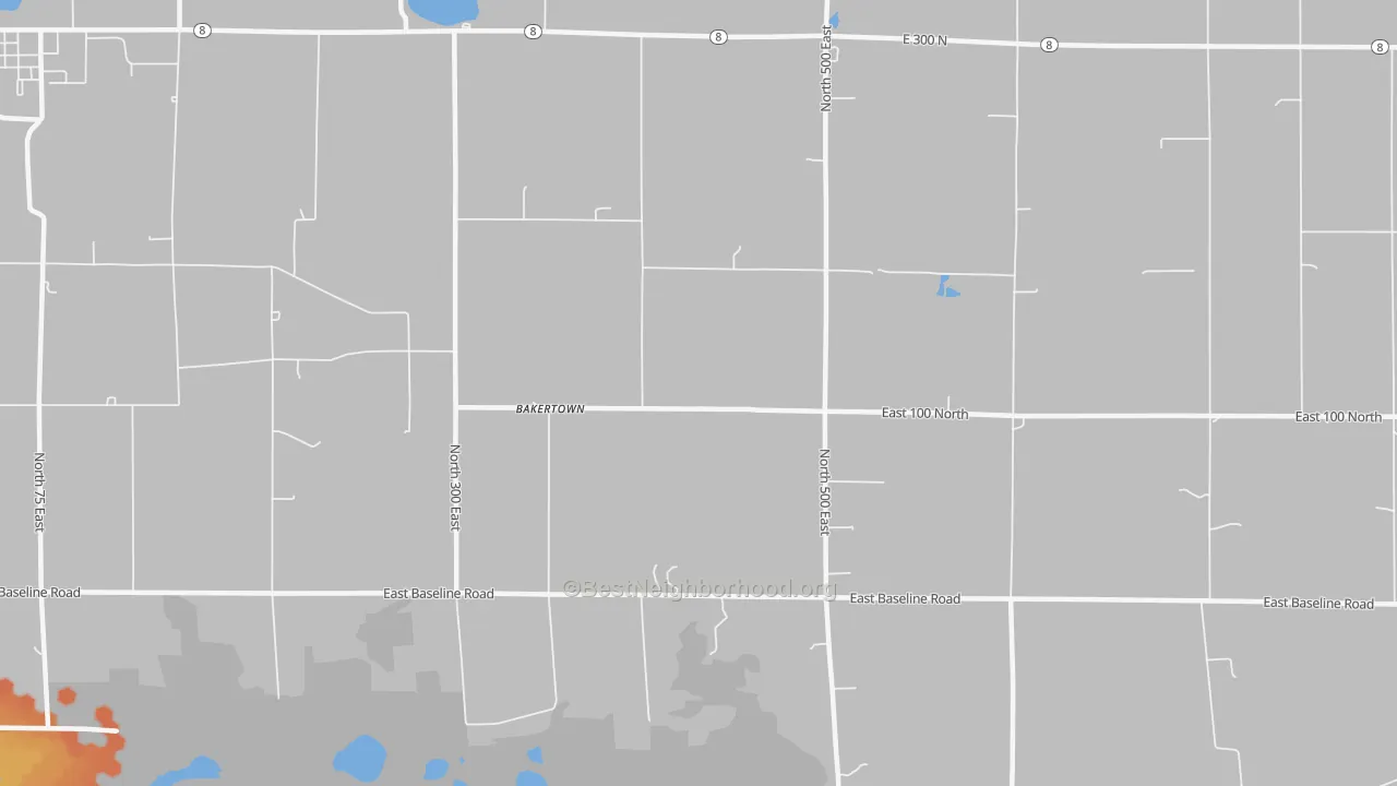 Bike Grade map of Bakertown, IN