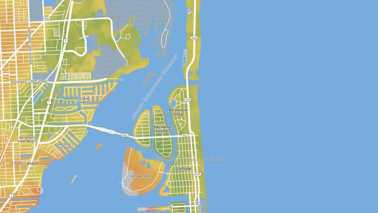Bike Grade map of Bal Harbour, FL