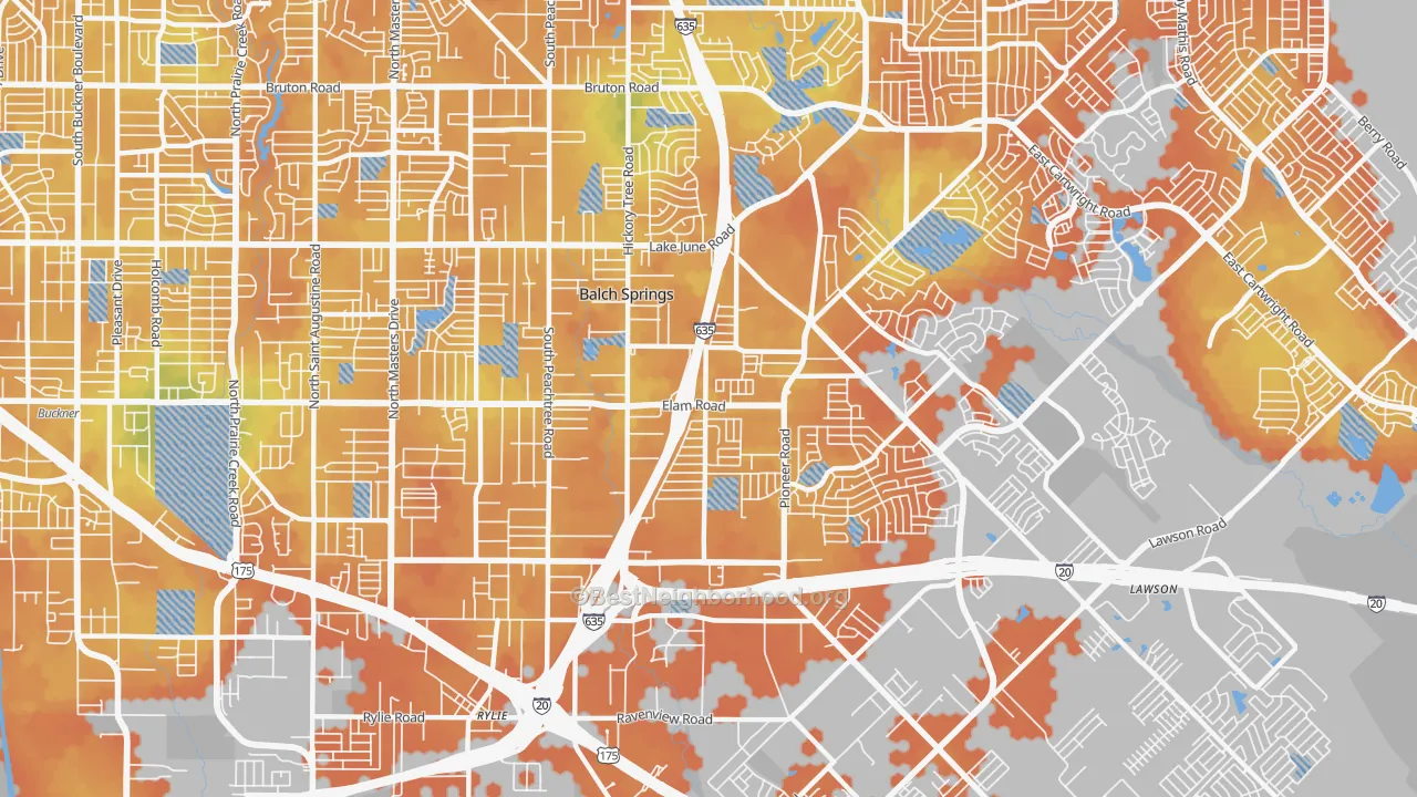 Bike Grade map of Balch Springs, TX