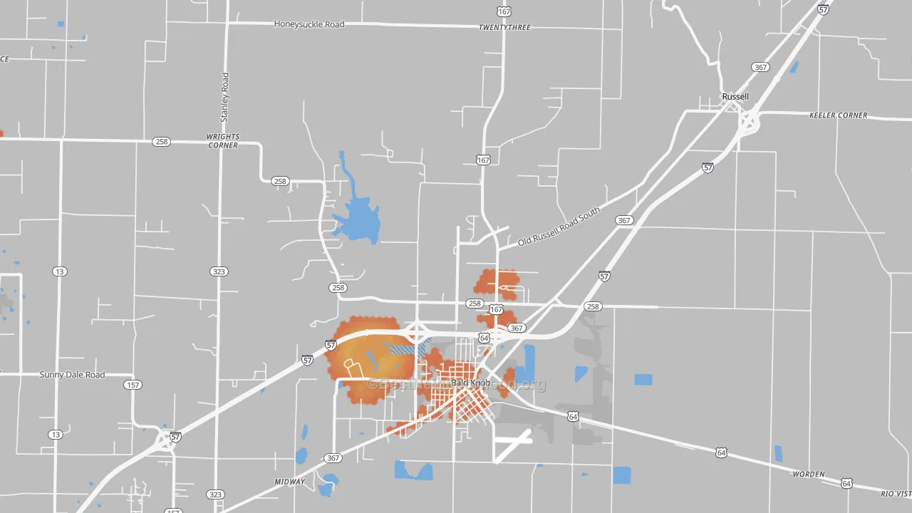 Bike Grade map of Bald Knob, AR
