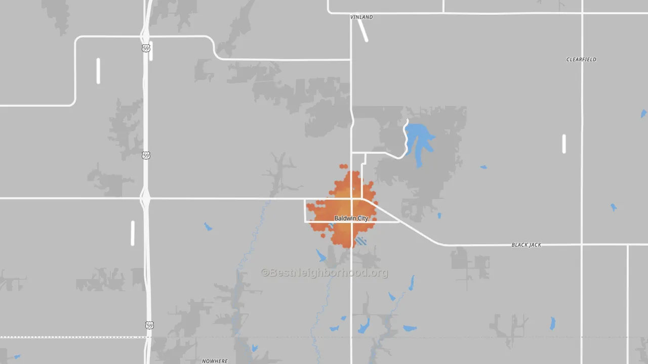 Bike Grade map of Baldwin City, KS