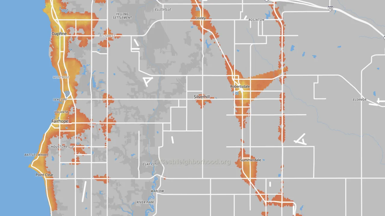 Bike Grade map of Baldwin County, AL