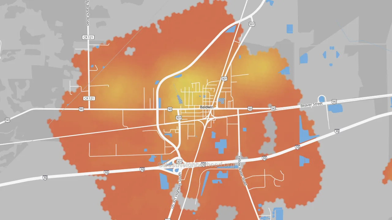 Bike Grade map of Baldwin, FL