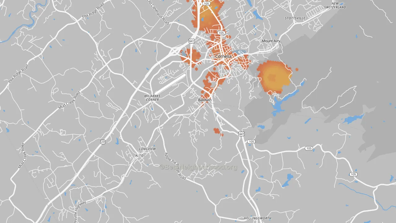 Bike Grade map of Baldwin, GA