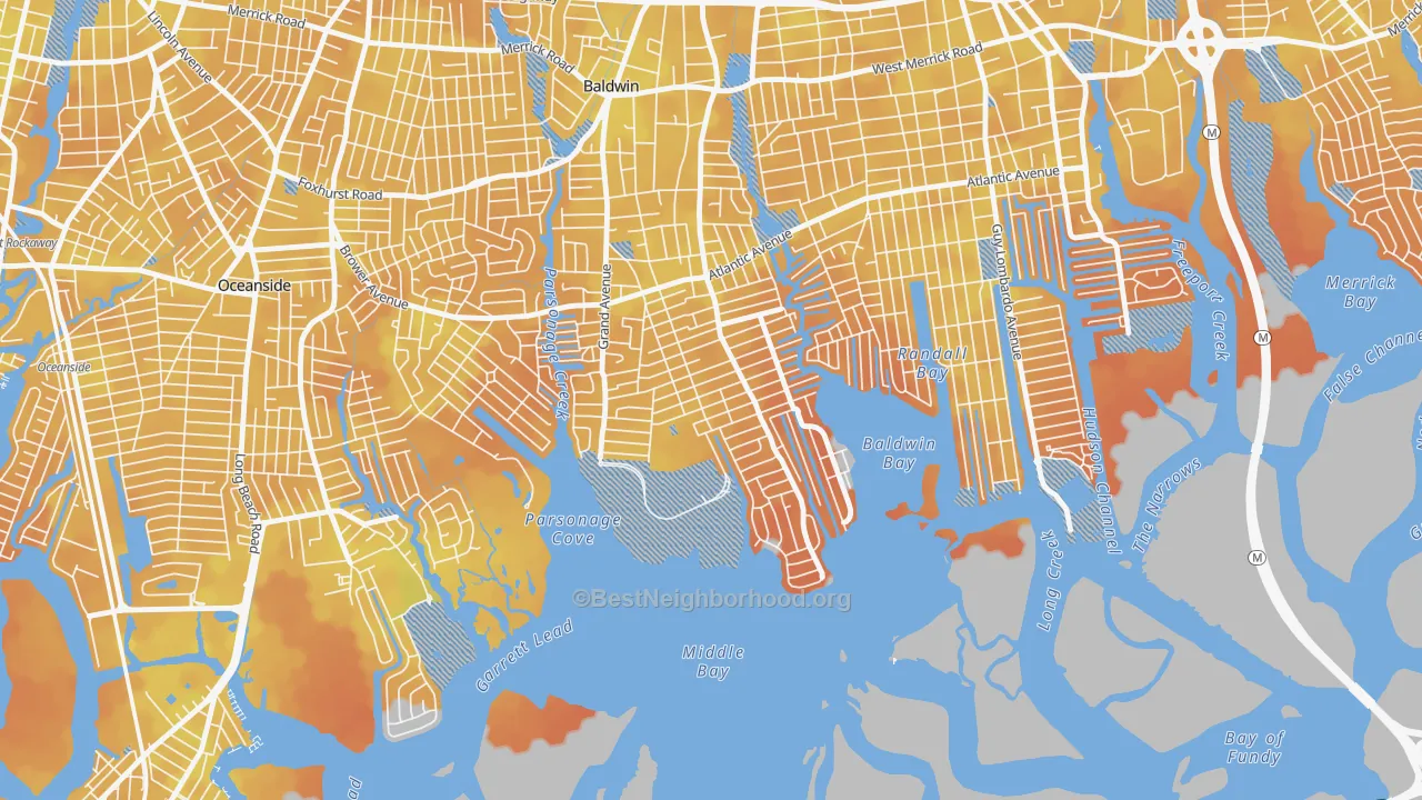 Bike Grade map of Baldwin Harbor, NY