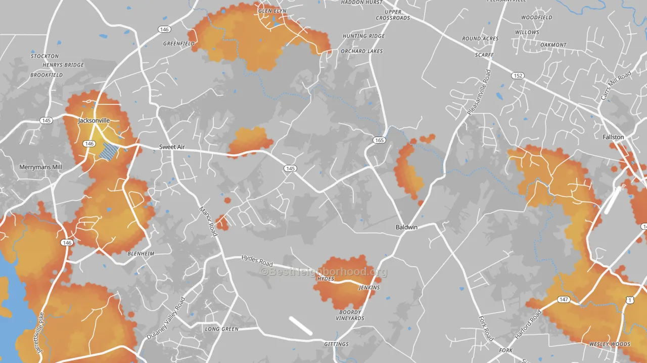 Bike Grade map of Baldwin, MD