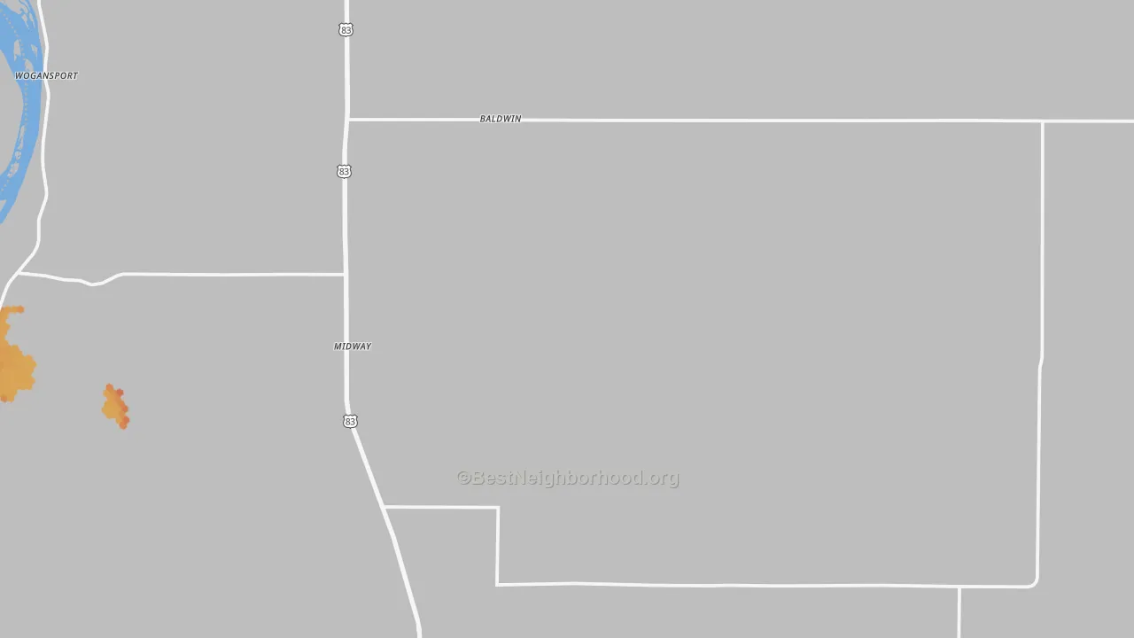 Bike Grade map of Baldwin, ND
