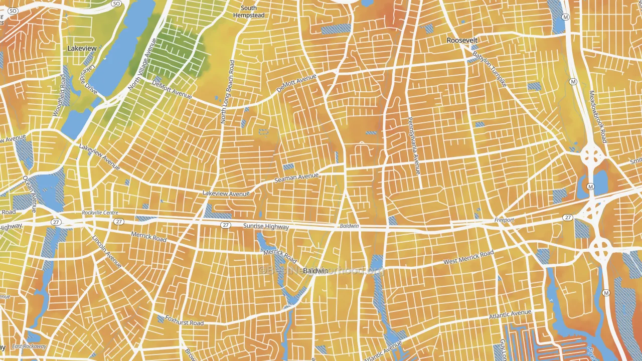 Bike Grade map of Baldwin, NY