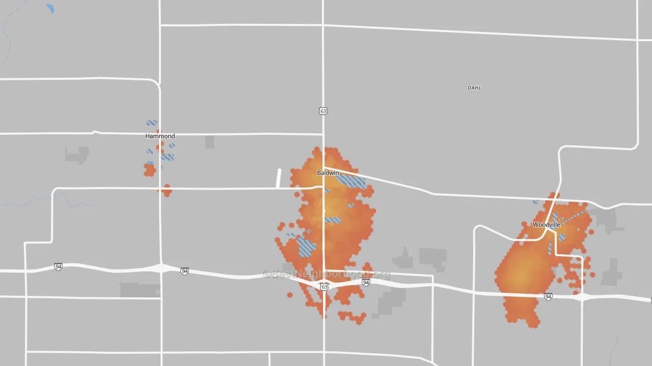 Bike Grade map of Baldwin, WI