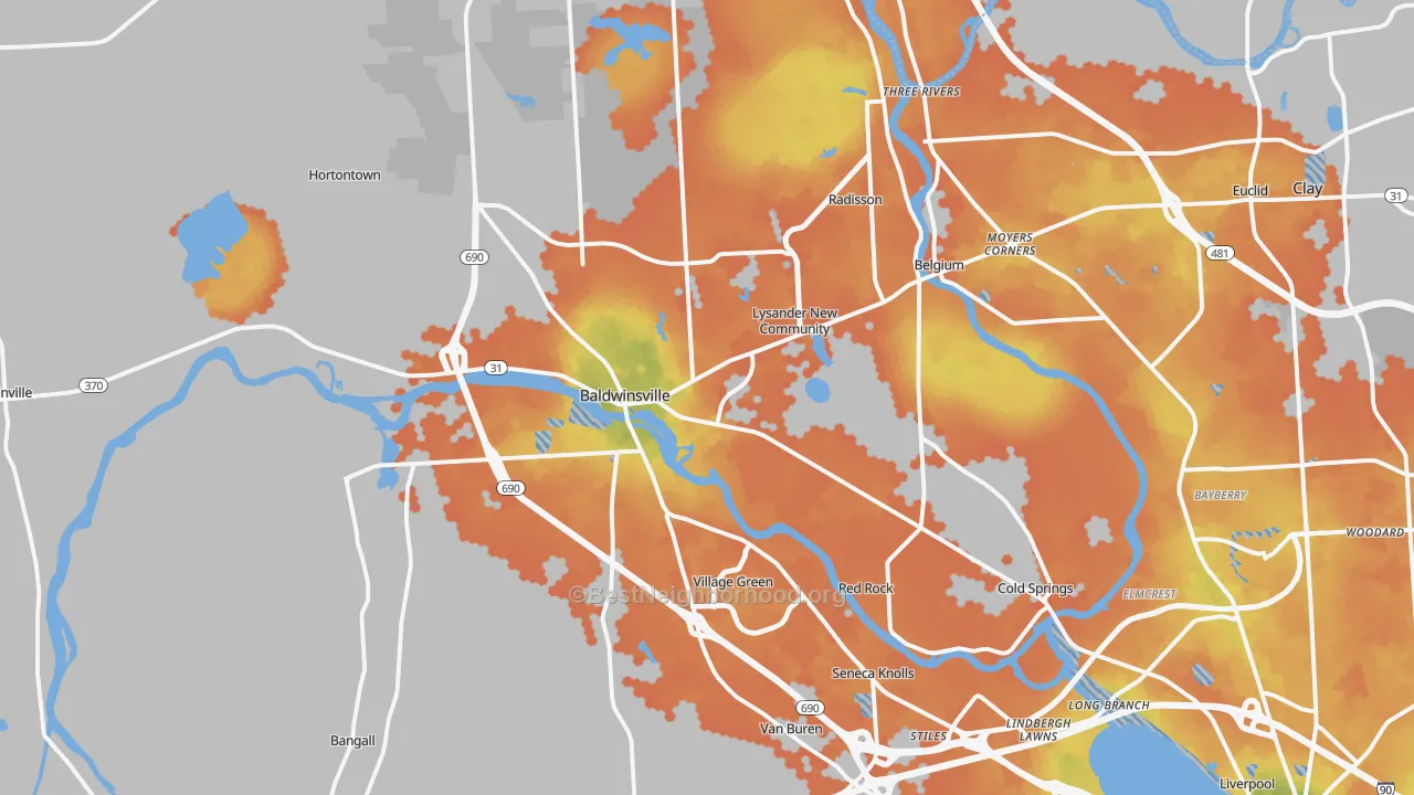 Bike Grade map of Baldwinsville, NY