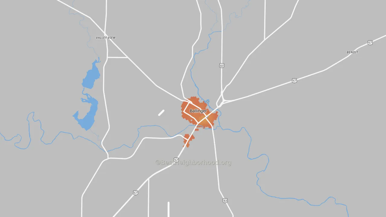 Bike Grade map of Ballinger, TX