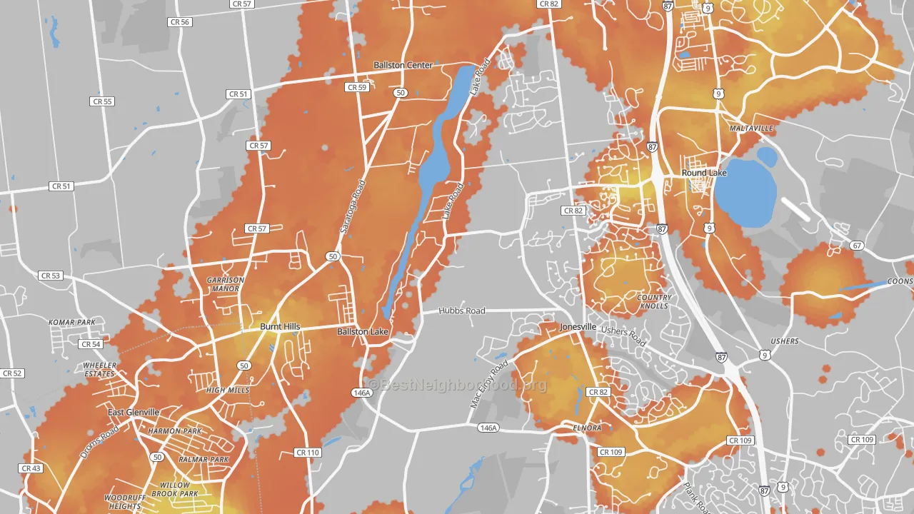 Bike Grade map of Ballston Lake, NY