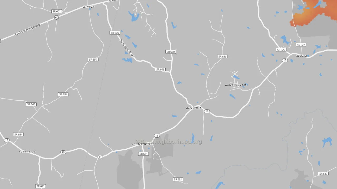 Bike Grade map of Ballsville, VA