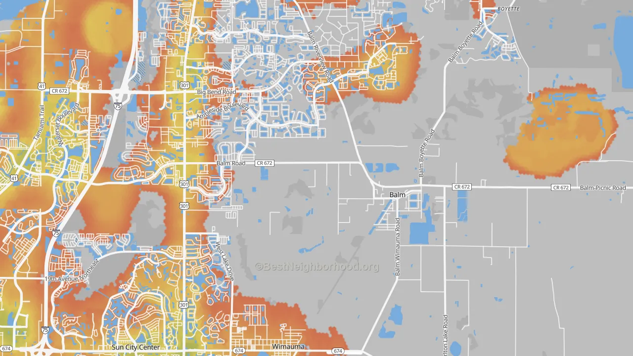 Bike Grade map of Balm, FL