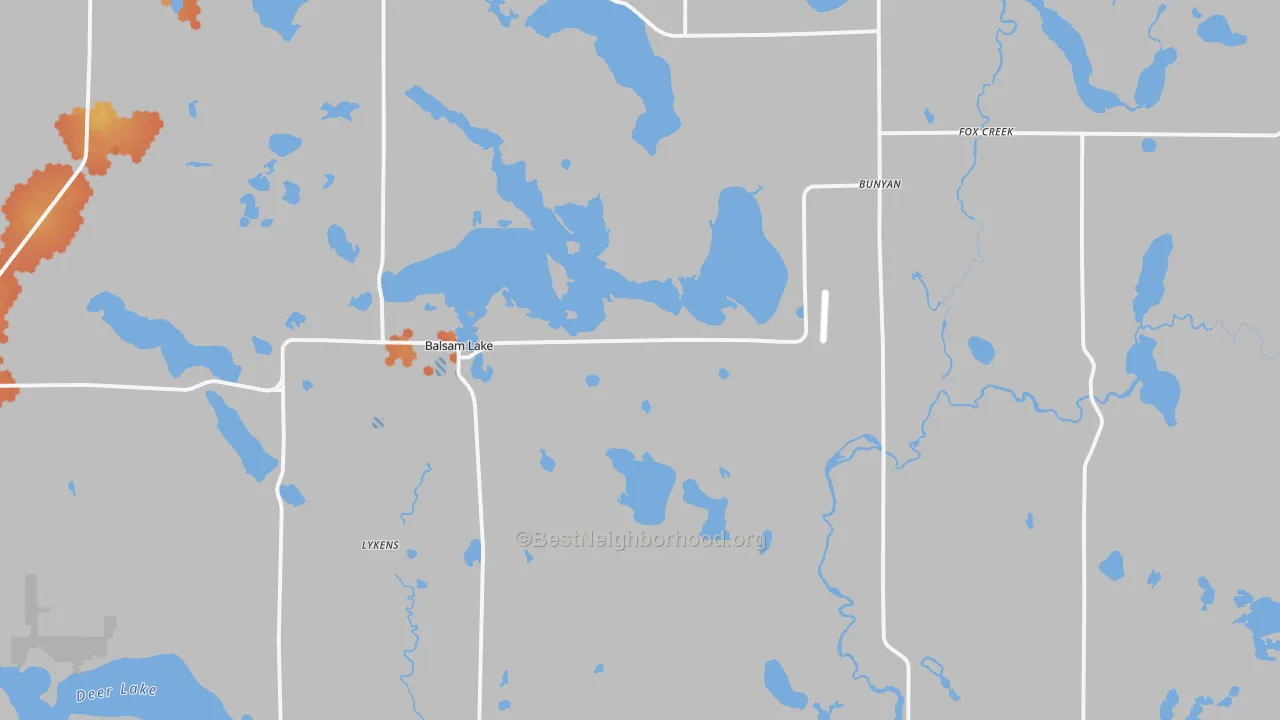Bike Grade map of Balsam Lake, WI
